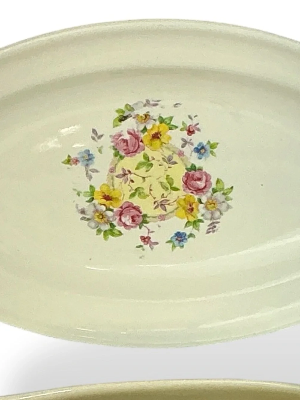 Vintage Taylor Smith China Gravy Boat & Dish Floral Creamy Ivory 2 Pc MCM 1940’s